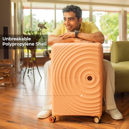 Image of Nasher Miles Polypropylene Spinner Seattle Hard-Sided Check-in Luggage 28 inch | 75cm | 8 Wheels Large Trolley Bag for Travel | Suitcase (Peach)