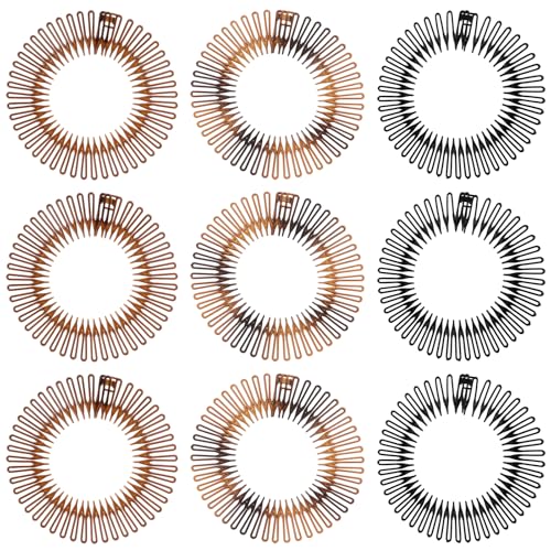 Sibba 9 unidades circulares de círculo elástico peine flexible de plástico para pelo mujeres niñas