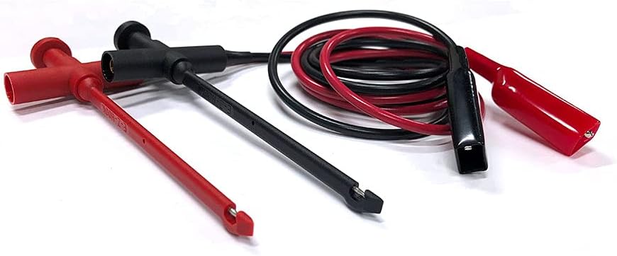 E-Z-HOOK Insulation-Piercing Macro-Hook Adapter to Standard Alligator Clip (Crocodile) Test Lead 18" (18 AWG PVC) - Set of 2: Red, Black (619XEL-18R/B)