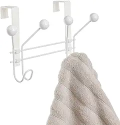 Suporte para porta e parede 2 Ganchos, Metaltru, Branco com Branco