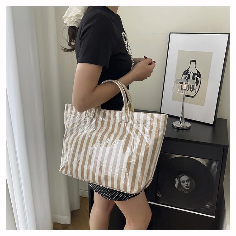 Image of Lushandy PVC Tote Bag for Women Jelly Beach Bag Top Handle Hobo Handbag | Water-Resistant, Wipe Clean, Lightweight