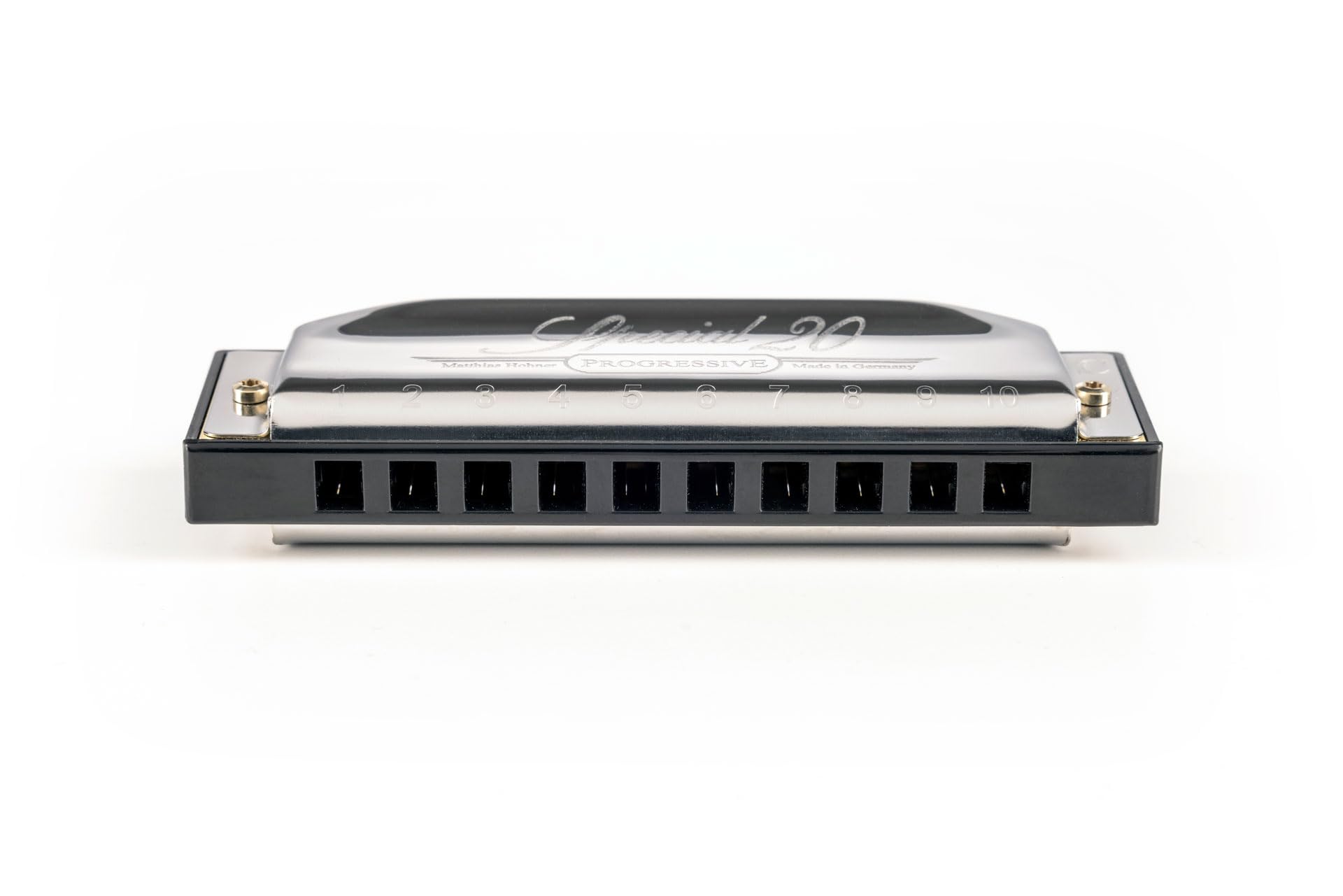 Hohner Harmonica Special 20 Key C Progressive Series 560PBXC 10 agujeros, paquete con estuche duro, mini collar de armónica Juliet Music paño de pulido