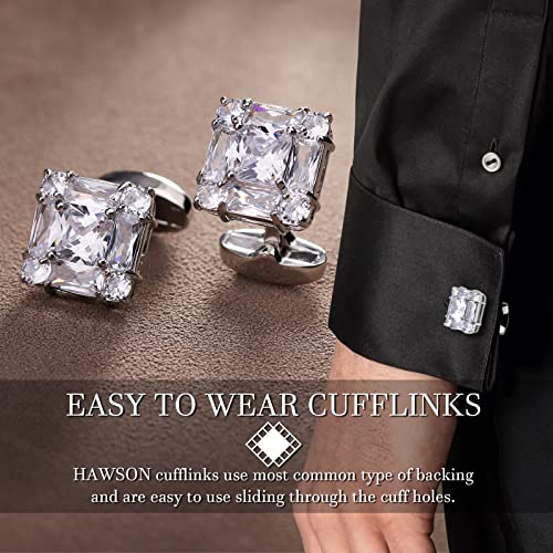 Shiny Cufflinks for Men's Fancy Shirt for Suit, in Gift Box, Matching with Solid Tie in Red White Black Blue Easily, Designed by HAWSON2