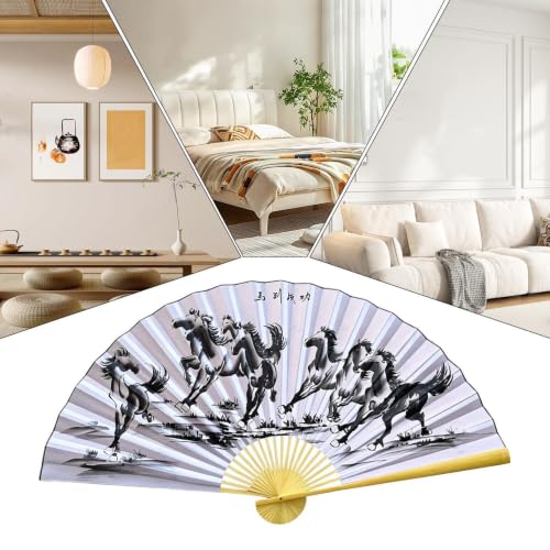 Abanico de pared plegable de estilo chino tradicional para decoración de salones 5