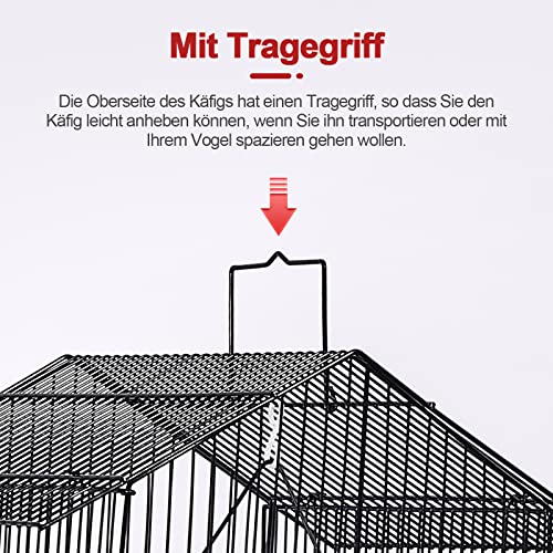 UISEBRT Vogelkäfig mit Käfigspielzeug - Großer Vogelhaus Vogelvoliere Metall Vogelbauer Käfig Vogel für Finken Kanarienvögel Wellensittiche Schwarz (Typ A, 46 x35.5 x 99cm)