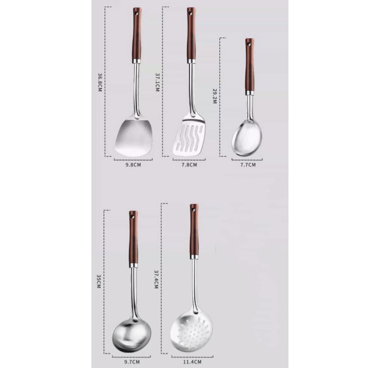Edelstahl Kochlöffel Spatel Küche Holz Werkzeuge & Gadgets Kochutensilien 5 Stück Sets