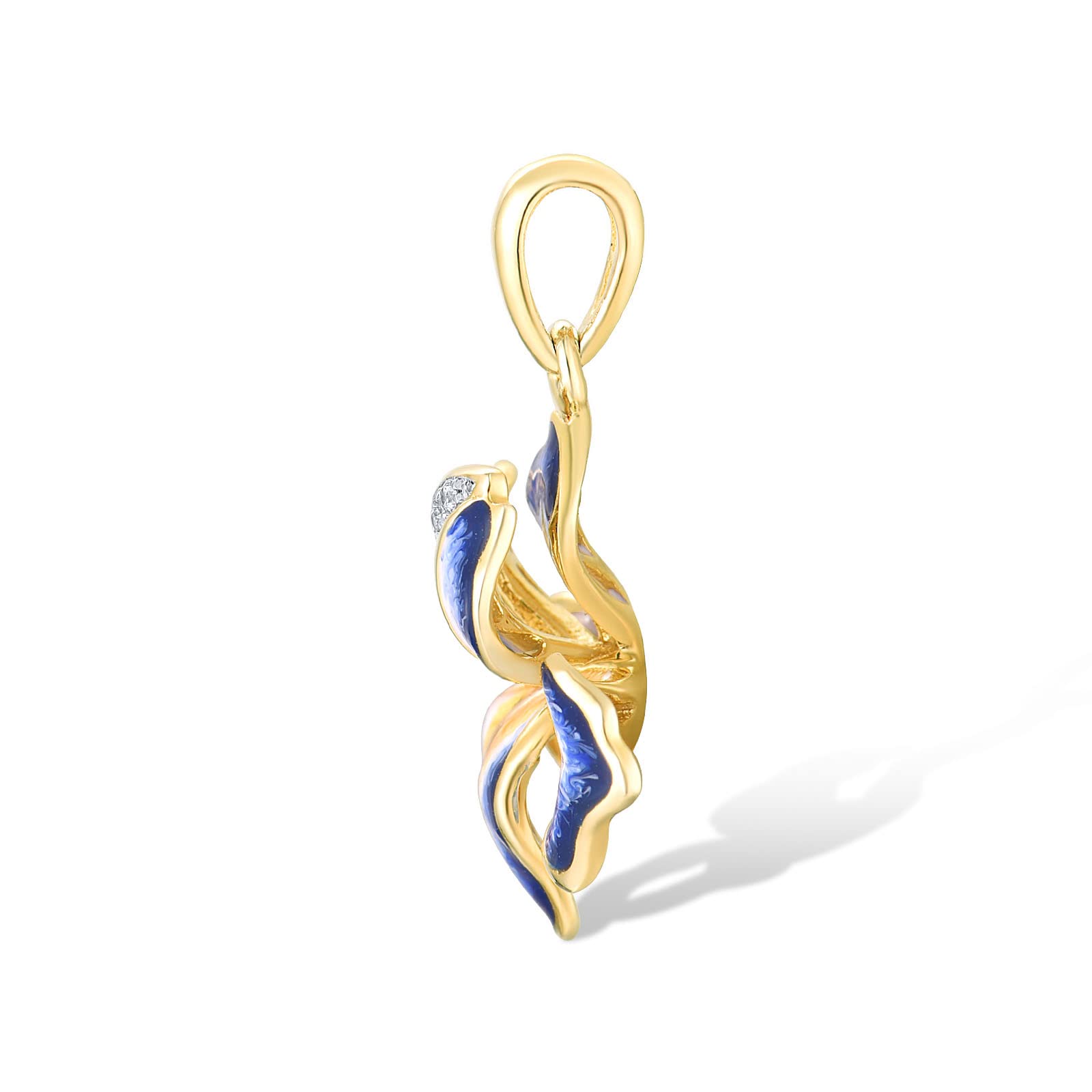 Santuzza 10K Solid Gold Enamel Flower Pendant Without Chain for Women