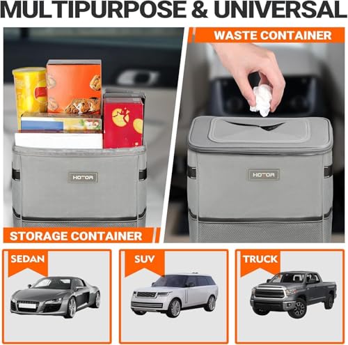 Image of HOTOR Car Trash Can, Leakproof Car Organizer, 2-Gallon, Gray