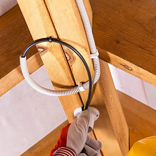 100x Kabelschelle | 14 mm | Nagelschelle Kabelklemme Kabelhalter Haftclips mit eingestecktem Nagel | Höhe: 16,4 mm | Weiß | 100 Stück