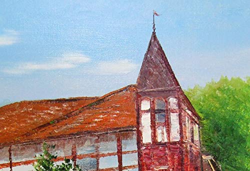 Amazon.co.jp: 小林幸三『風見鶏(F6号)』油彩画 風景画 建物 建築 街並