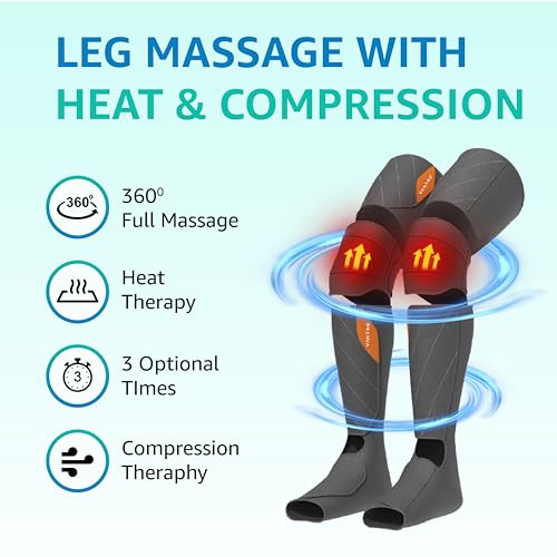 Image of VANTRO Air Compression Leg Massager | 6 Massage Modes | 3 Vibration Levels | Gentle Heat | Auto Pressurization | Timer (15 /20 /25 mins) | Pain Relief for Feet, Calf, Thigh & Knee - Relaxation Gift