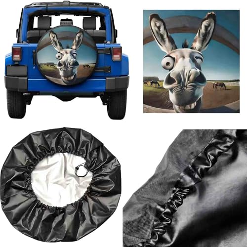 Image of Spare tire Covers 17 inch for Trailers RV Spare tire Cover Wheel Sun Protectors Weatherproof Wheel Covers Waterproof Universal Fit for Camper Trailer Rv SUV Truck Travel Funny Donkey