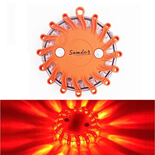 SAMDO Waterproof 9 Patterns Roadside Flare Safety Light, Emergency Safety Light, LED Warning Light CR123A (Red)