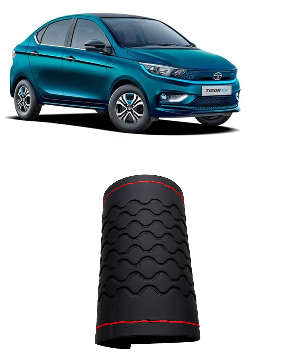 Anti-Slip Auto Car Steering Wheel Cover for Tata Tigor EV Car (Color: Red, Black, Hand Stitched, Premium Material)-image-9
