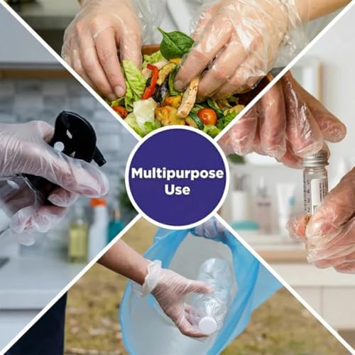 Image of ROHC Disposable Plastic Gloves, Latex Free Powder Free Clear Polyethylene Hand Gloves Non-Sterile For Cleaning- Cooking, Hair Coloring, Dishwashing, Food Handling,500 pcs