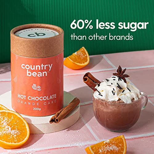 Image of Country Bean Orange Cake Hot Chocolate, 60% less sugar, 200G, Enjoy Hot or Cold, Perfect Beverage For Monsoons