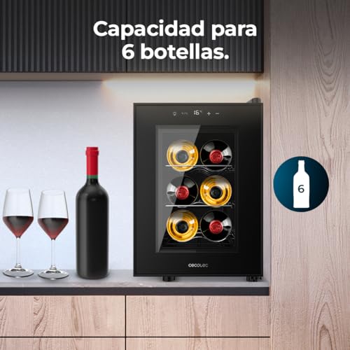 Miniatura 4 de Cecotec Vinoteca 6 Botellas Bolero Grandsommelier 600 Coolcrystal E. Estantes Metálicos, Control Táctil, Temperatura 8 A 18 C, Temperatura 8 A 18 C, Negra