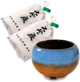Shoyeido Denim Incense Bowl with Two Bags of White Ash