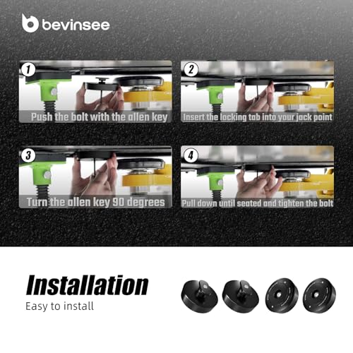 Image of Bevinsee 4pcs Lifting Jack Pads Pucks Compatible with Corvette C5 C6 C7 GS Z06 ZR1 C8 Heavy Duty Aluminum Lift Point Adapter Pucks Essential Accessory for Safe Lifting, Black