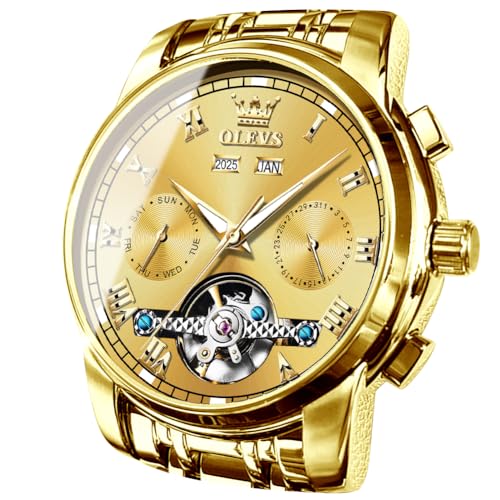 Image of OLEVS Automatic Watch for Men Self Winding Mechanical Luxury Business Stainless Steel Multi Calendar Waterproof Luminous Wrist Watches