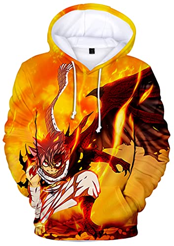 YIMIAO Unisex Fille Fairy Tail Sweat à Capuche 3D Rôle imprimé Couleur Pullover Homme Japonais Gray Natsu Sweat-Shirt(XXS)