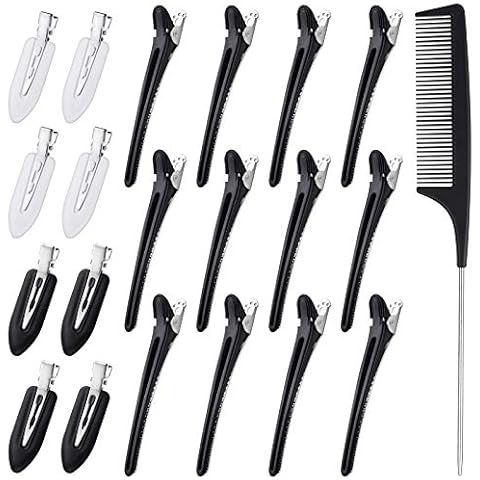 20pcs Sectioning Clips with Rat Tail Comb, 12 Pin Curl Hair Clips & 8 No Crease Hair Clips with Professional Anti-static Comb for Women Girls Hairdressing Styling Salon Tools Cover