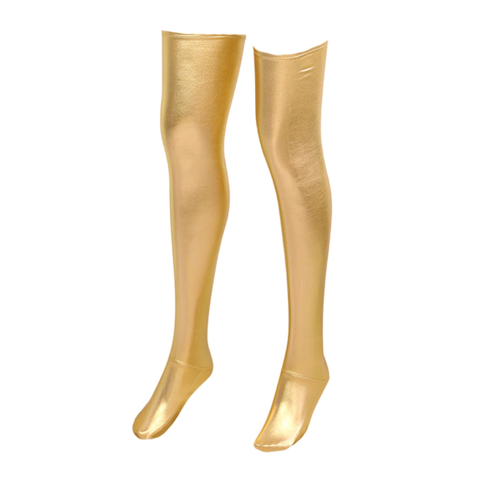 JSGHGDF Metallic Faux Leather Glossy Thigh High Stockings For Womens Nightclub Cosplay Wet Look Over Knee Long Socks Lingerie Glossy Thigh High Stockings