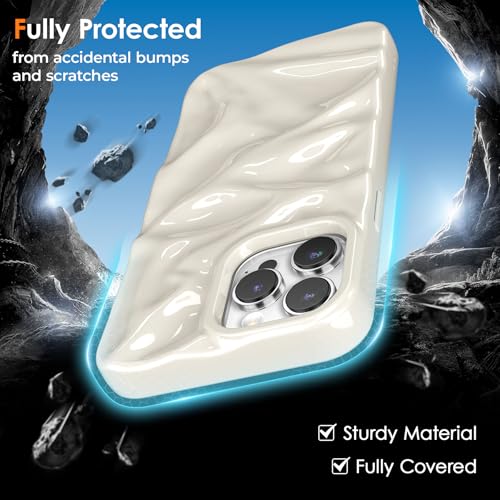 ZCDAYE Glossy Water Ripple Case for iPhone 13 Pro Max, White - image 6