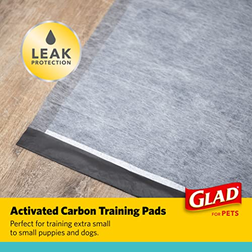 Glad for Pets Black Charcoal Puppy Pads - Super Absorbent Disposable Dog Pee Pads, Potty Training Pads, and Pet Supplies - Grey Dog Pee Pads for Crate Training and Indoor Use 44.5 cm x 59.7 cm - 120