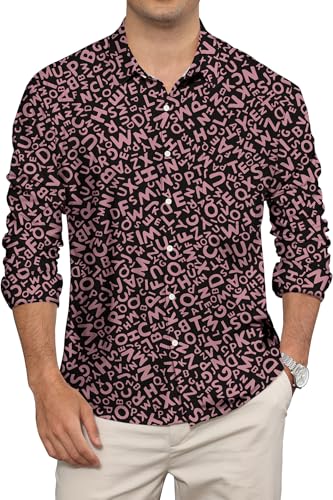 KYKU Mens Long Sleeve Shirt: Fashion Button Down Casual Shirts for Men with Pocket