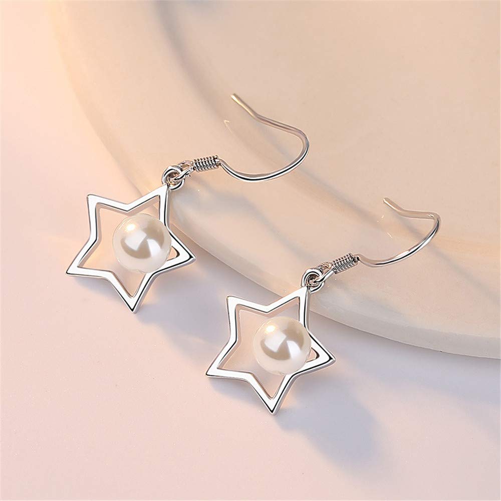 Zestaw eleganckich kolczyków Kolczyki damskie Biżuteria 925 Sterling Silver Star Pearl Wisiorek Kolczyki Hoop Drop Dangle Kolczyki ślubne Kolczyki sztyfty Biżuteria Akcesoria Prezent miłosny Prom