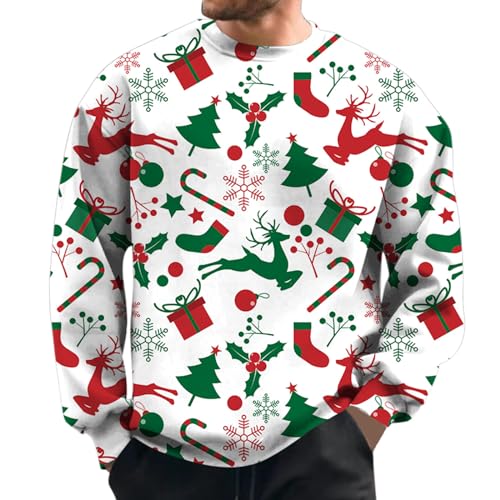 Weihnachten Herren Sweatshirt, Weihnachtspullover Herren Langarm, Ugly...