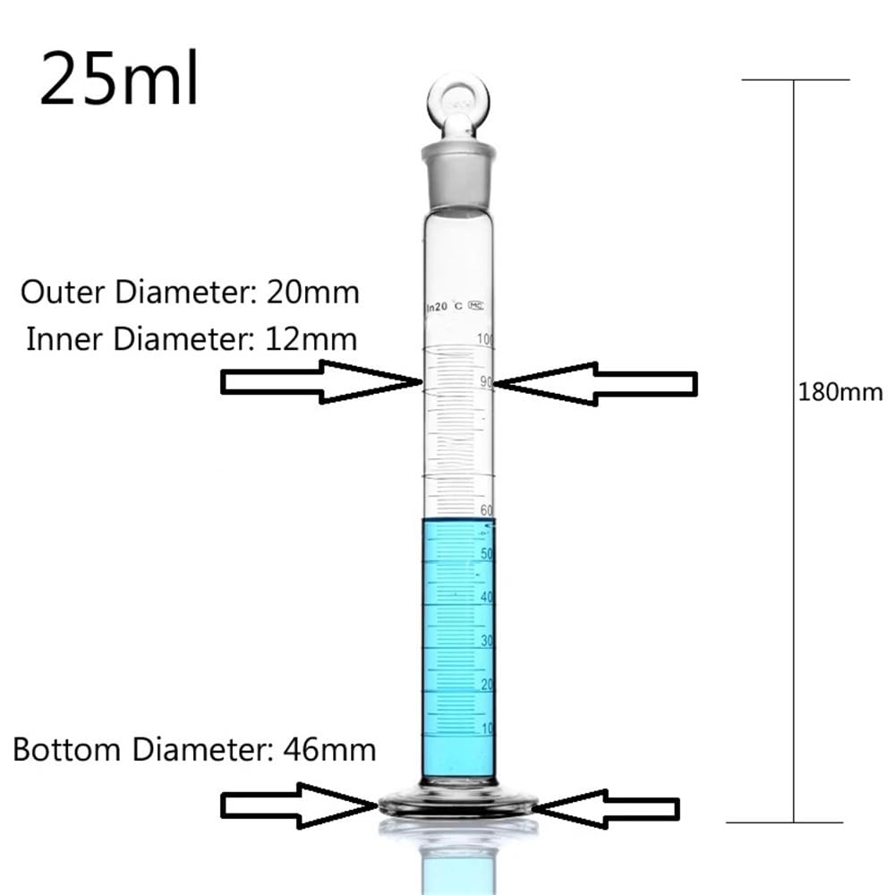 Set da 5 cilindri graduati in vetro di precisione con tappo, attrezzatura da laboratorio for cilindri graduati Attrezzature da laboratorio