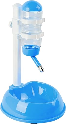 Fhiny Botella alimentadora de agua para perros con soporte, dispensador automático de agua para jaula a prueba de fugas, sin goteo, ajustable,