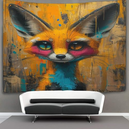 Tapiz de pared estético VZOMANLEX con dibujo de zorro 3D, decoración para salón y dormitorio 3