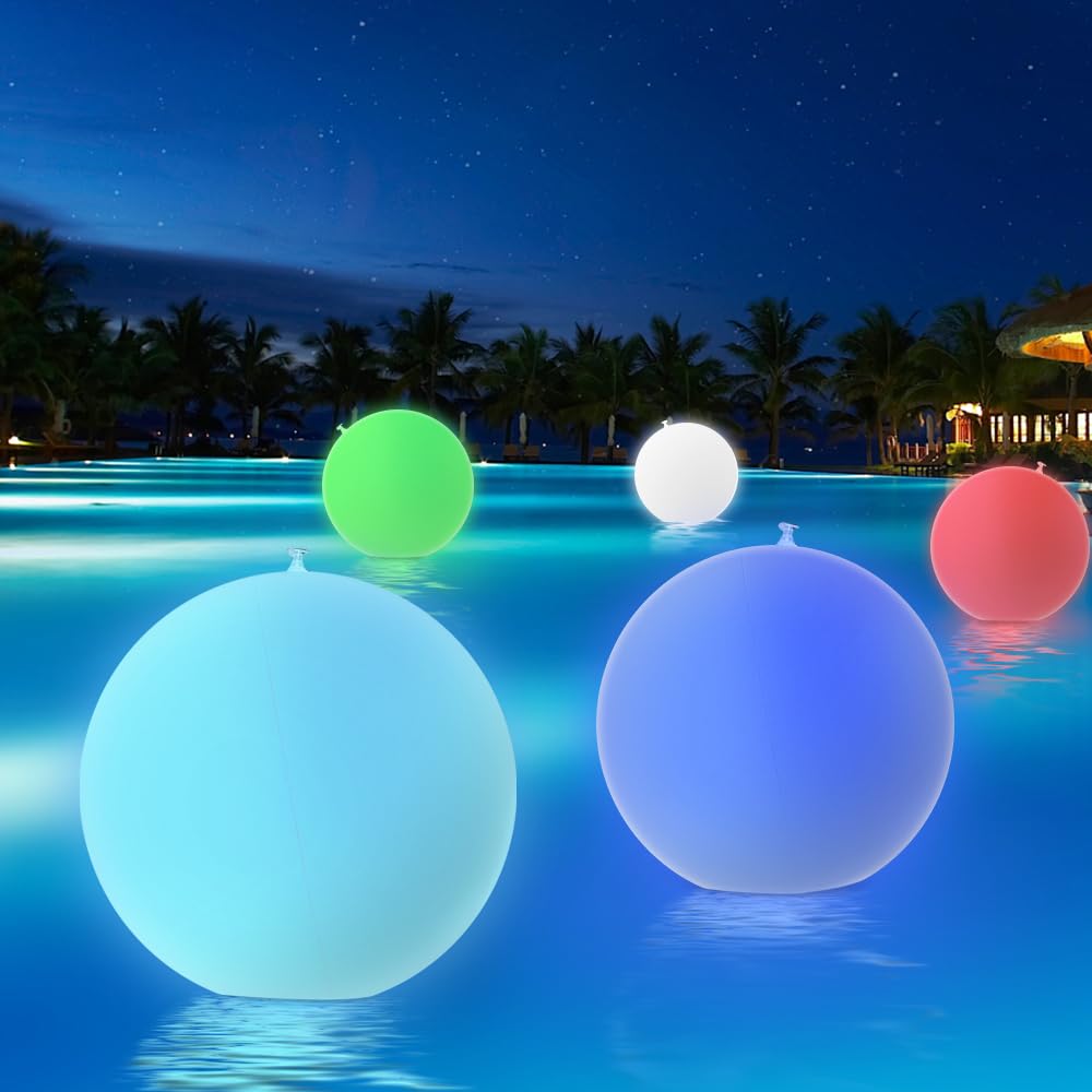 2 Pezzi 40cm Luci Galleggianti Piscina, Luce per Piscina Luce LED per Spa con 16 Luci Colorate e 4 Modalità di Luce Piscina Giardino LED Sfera Luminose Luce Galleggiante Piscina Luminoso per Festa