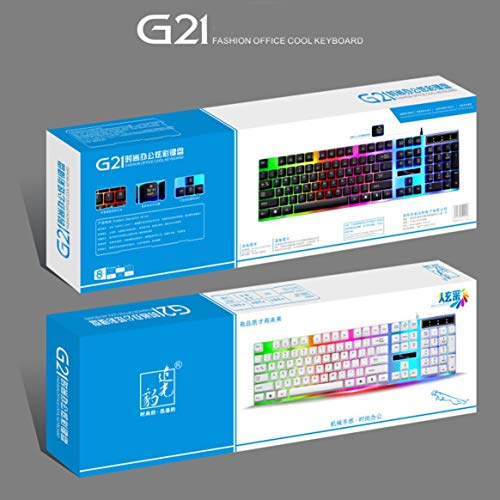 Kongqiabona-UK G21 USB Wired Mechanical Keyboard LED Colorful Backlight Gaming Keyboard Waterproof For PC Computer Gamer