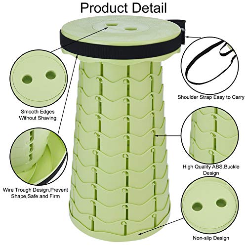 2 Pack Camping Folding Stool Set, Lightweight Portable Adjustable Collapsible Chair for Camp Hiking Fishing Travel Hunting, Retractable Fordable Telescopic Plastic Furniture for Adults(Yellow&Green)