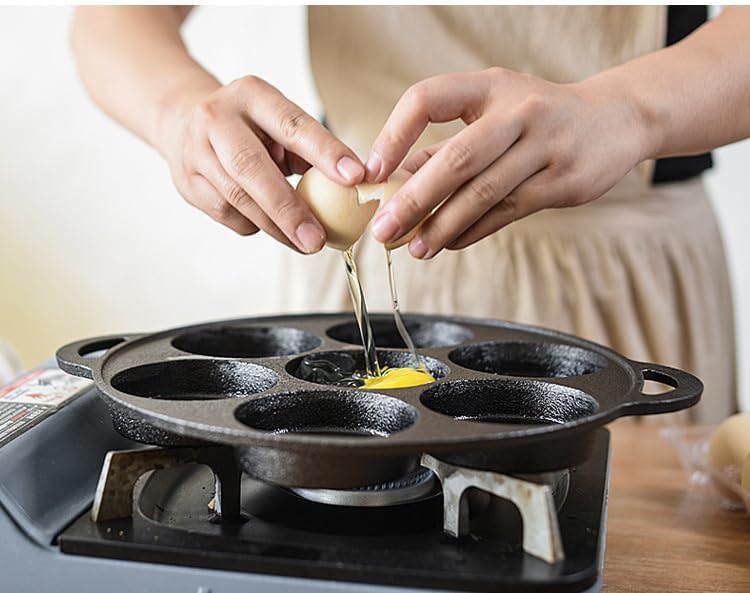 Cast Iron Biscuit Pan, Cast Iron Mini Cake Pan Cookware, 11" Pre-seasoned (7 Cups) - Image 3