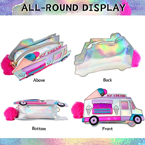 KUANG! Girls Cute Bus Taxi Shaped Chain Shoulder Bag Ice Cream Embroidered letter Women Crossbody Purse Handbags for Women2