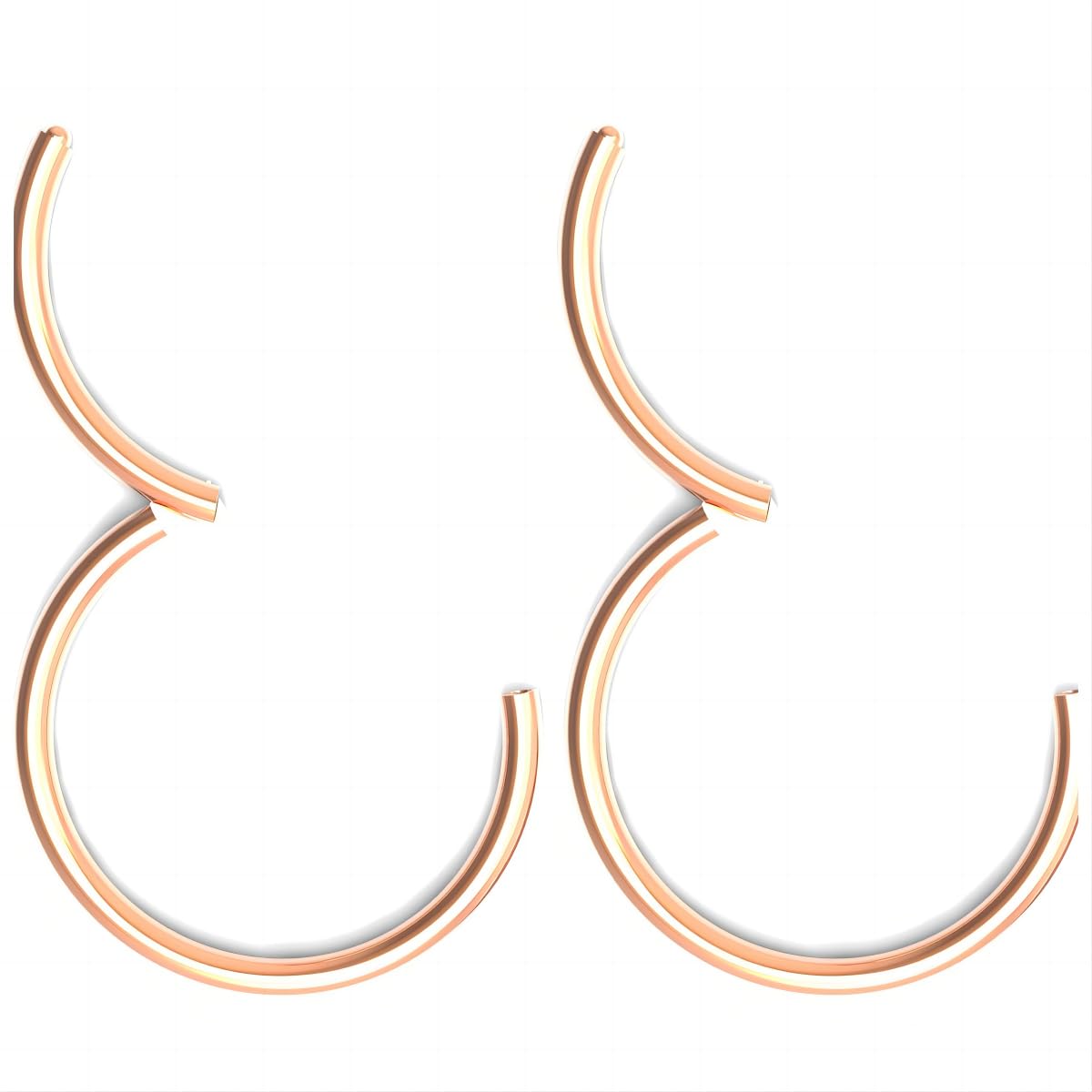 Body CAC 0.8mm/1.0mm/1.2mm/1.6mm/2.0mm/3.0mm/4.0mm/5.0mm/6.0mm Steel Hypoallergenic Clicker Hinged Nose Septum Ring Hoop with Colour Gold-Silver tone-Black-Rose gold — view 7