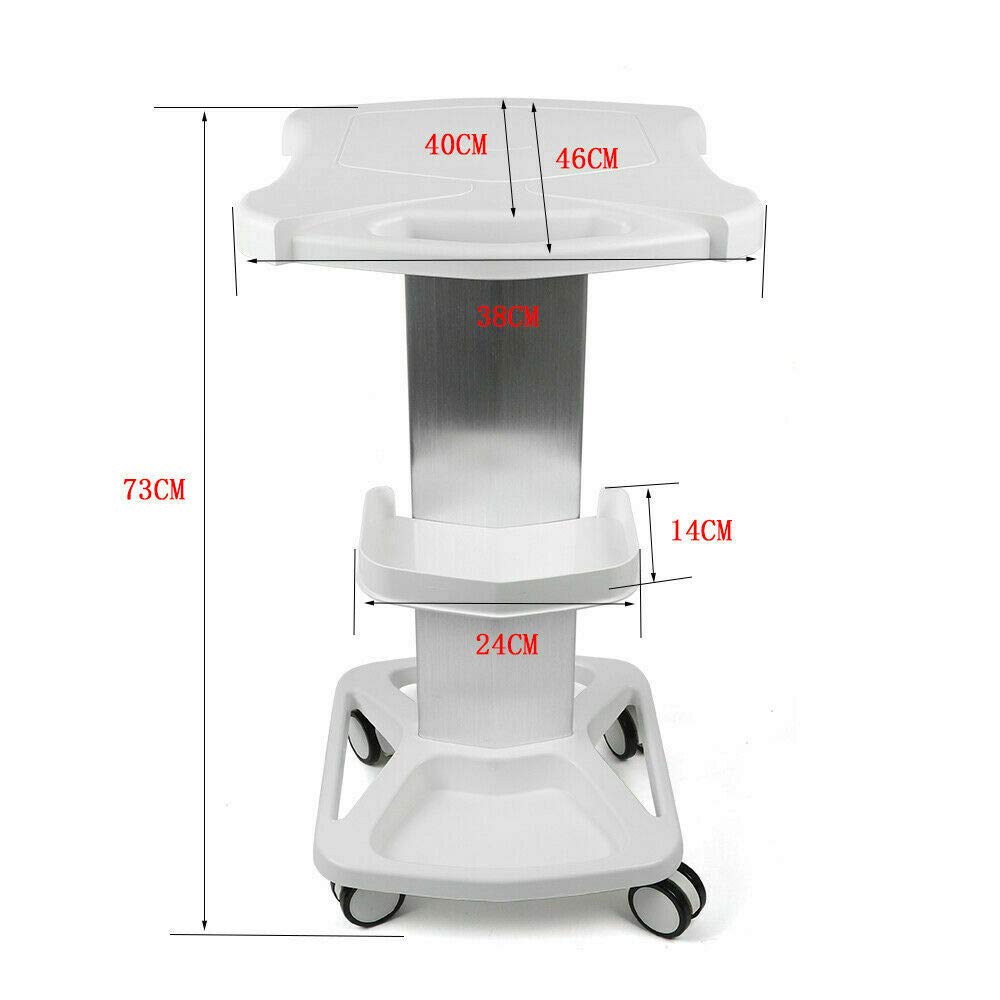 TFCFL Beauty Salon Trolley Stand - Aluminum Alloy + ABS Rolling Cart Trolley Holder Stand Large Portable Tattoo Workstation Stand Salon Instrument Table(Trolley stand white)