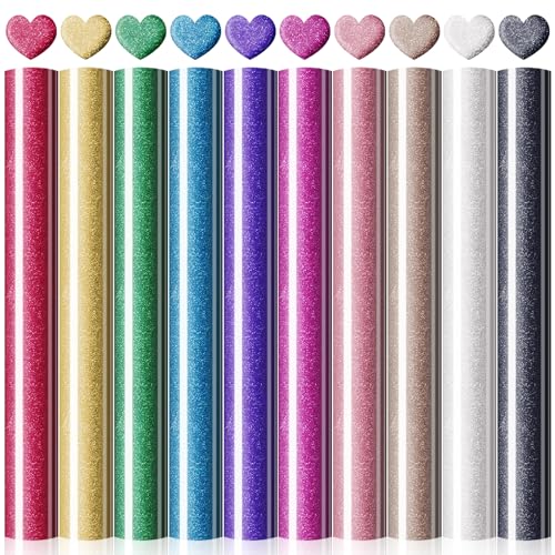 Puff Vinyl Heat Transfer 3D Puff Heat Transfer Vinyl HTV Vinyl for T-Shirts Hat Pillow Hoodie DIY Fabric Supplies (Glitter-10pcs)