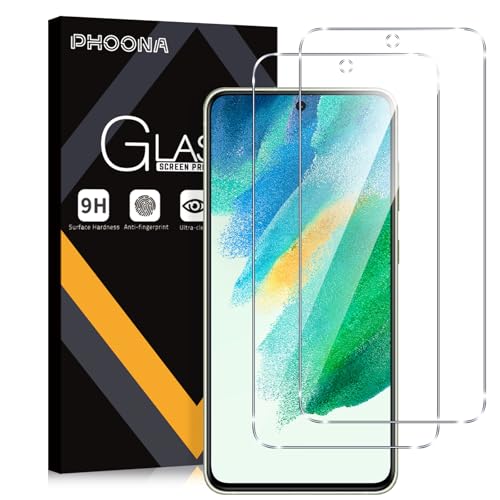 Phoona 2 Piezas Protector de Pantalla para Samsung Galaxy S21 FE 5G, Cristal Templado HD 9H Dureza, Anti-arañazos Antihuellas Sin Burbujas Transparente Vidrio Película para Samsung Galaxy S21 FE 5G