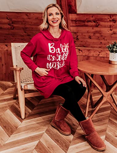Image of Quenteen Women Hoodies Dress Hooded Sweatshirts Dress Casual Long Sleeve Tunic Dress Oversized Sweatshirts with Pocket