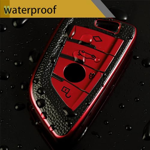 Image of Key Fob Cover for BMW, Braided Loop Keychain Accessory, Red