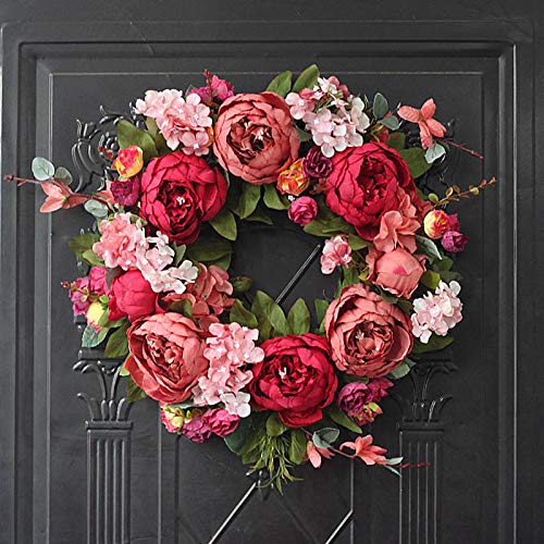 Bloemenkrans deco wit Bellis deurkrans zijden bloemen