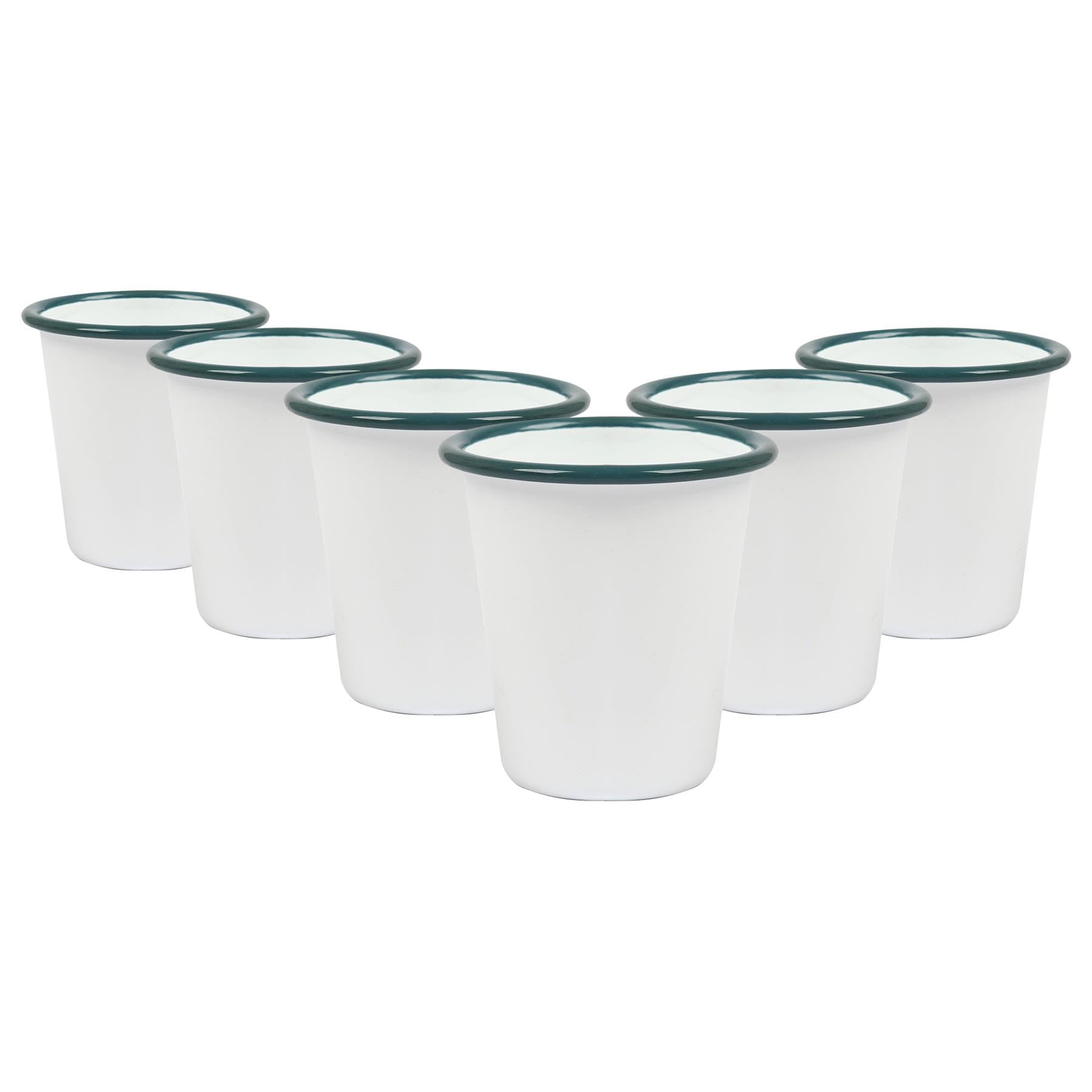 Argon Tableware Enamel Tumblers - 300ml - Green - Set of 6 Metal Drinking Cup Teacup Coffee Tumbler Set Hot, Cold Drinks Cups for Home, Kitchen, Dining, Travel, Camping, Hiking & Outdoor Use