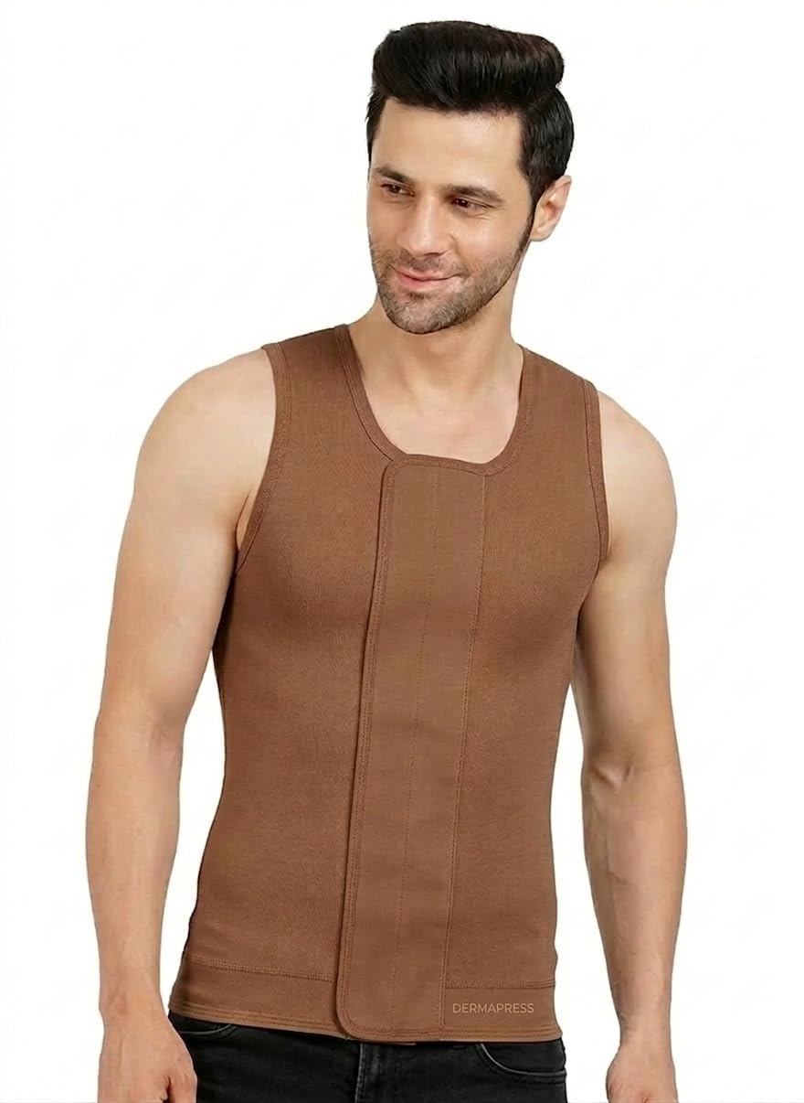 dermapress Gynecomastia Full Vest || HIGH COMPRESSION || Velcro Closure || Chest Shapewear || Comfortable for Men || Tomboy Chest Binder || Shapewear for Post-Surgery |-picture-42