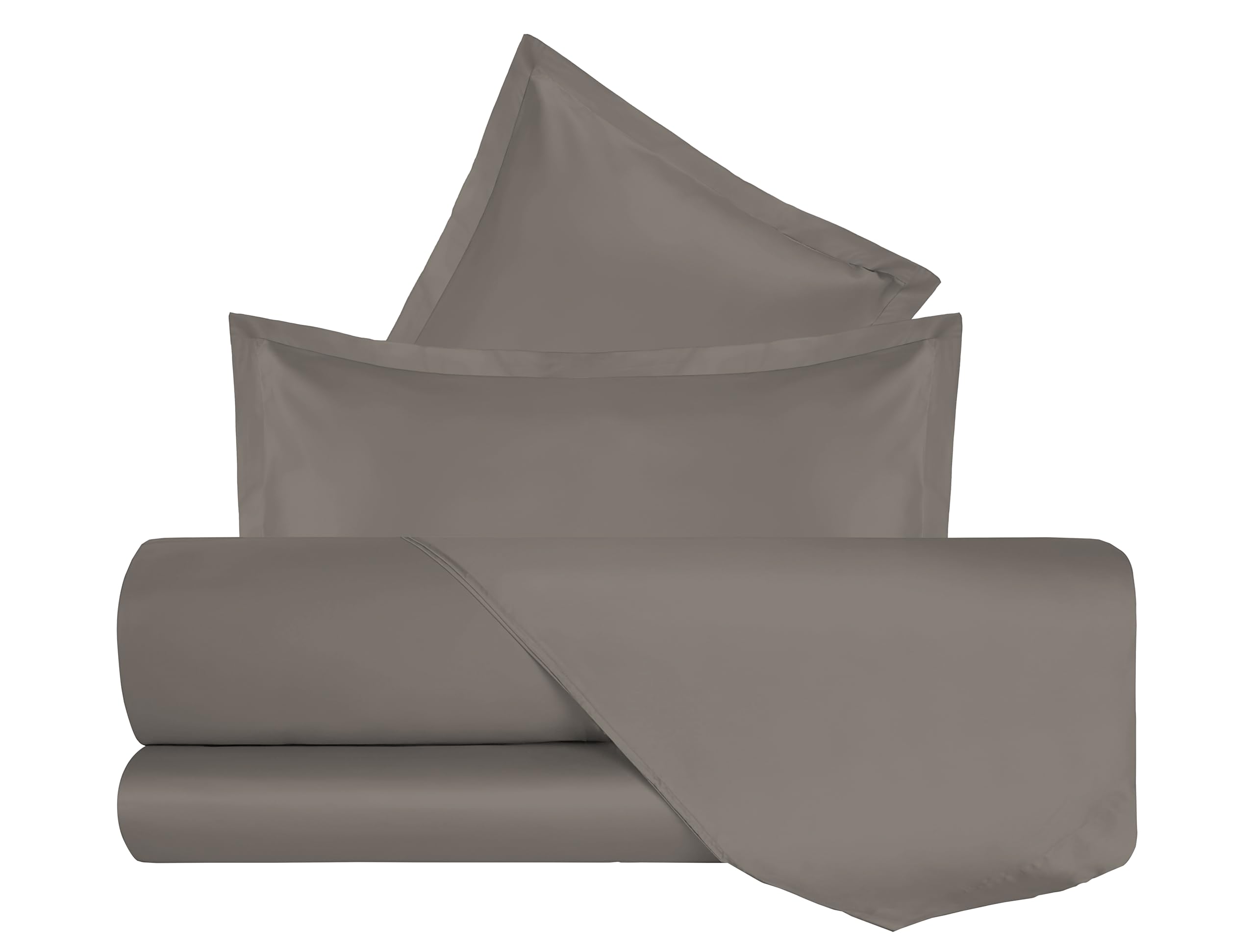 Mahome Set Lenzuola Matrimoniale Pregiato Raso di Cotone 100% 300 fili (TC) Artigianale - Lenzuolo con Angoli 180x200x27cm, Lenzuolo Sopra 260x300cm, 2 Federe con Volant - Made in Italy – Tortora